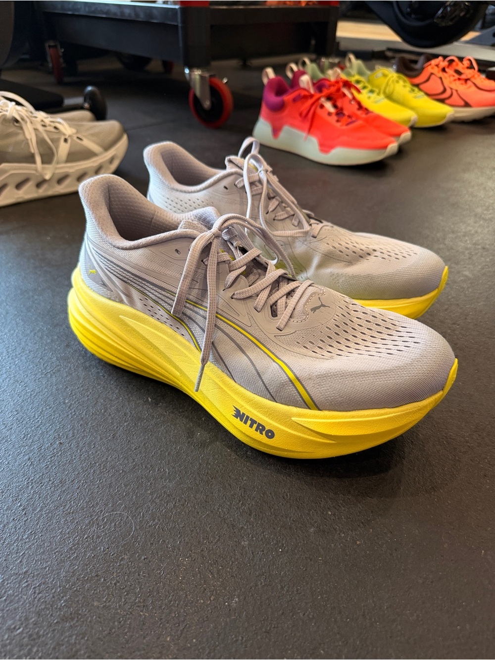 Puma Men's MagMax 2 sz 11 Grey and Yellow Nitro Running Shoes